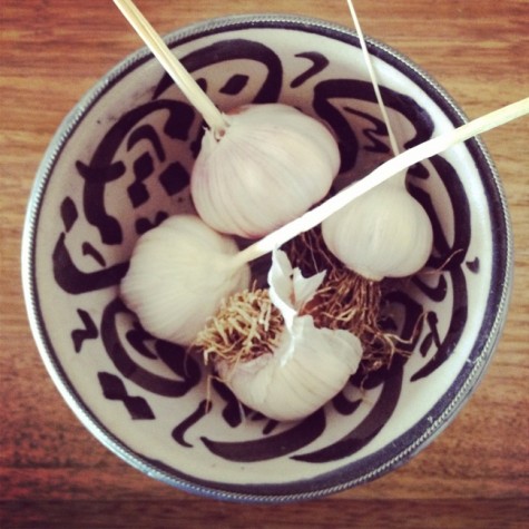 garlic cloves in a gorgeous bowl